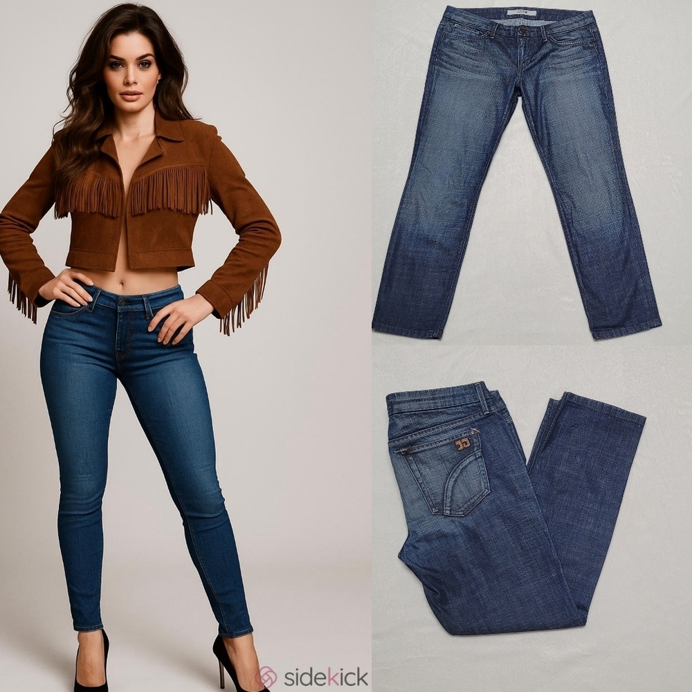 Joe's Jeans Dark Blue Wash Low Rise Waist Skinny Leg Cropped Stretchy Jeans 31